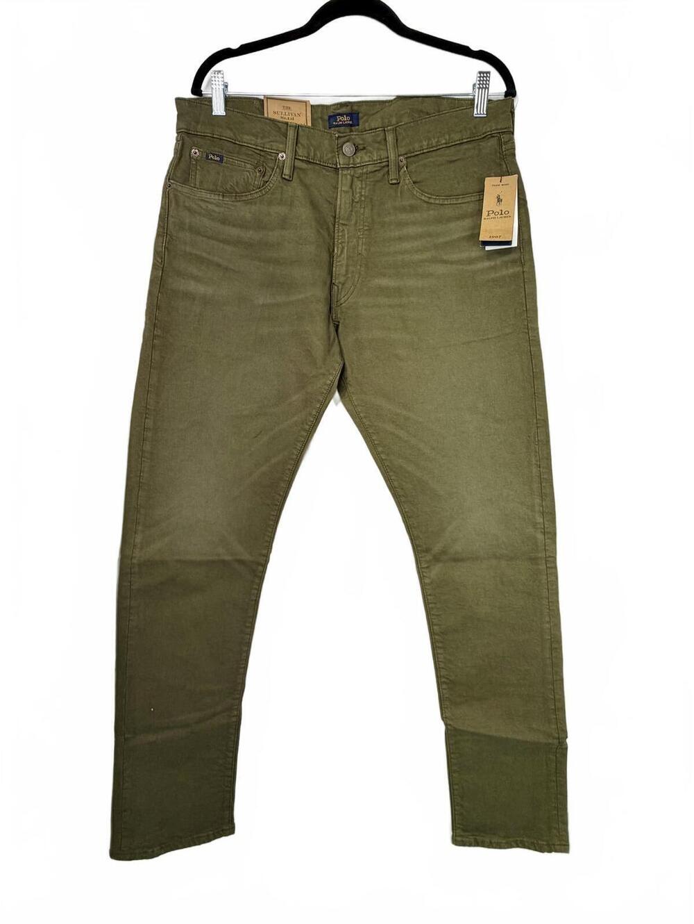 Polo Ralph Lauren The Sullivan Slim Low Stretch Garment Green Jeans 34x34 NWT